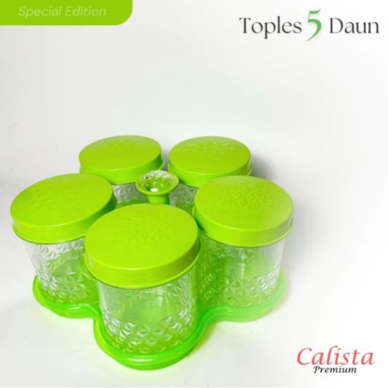 Toples Calista 5 Daun Toples Kue Kering Lebaran Toples Kristal