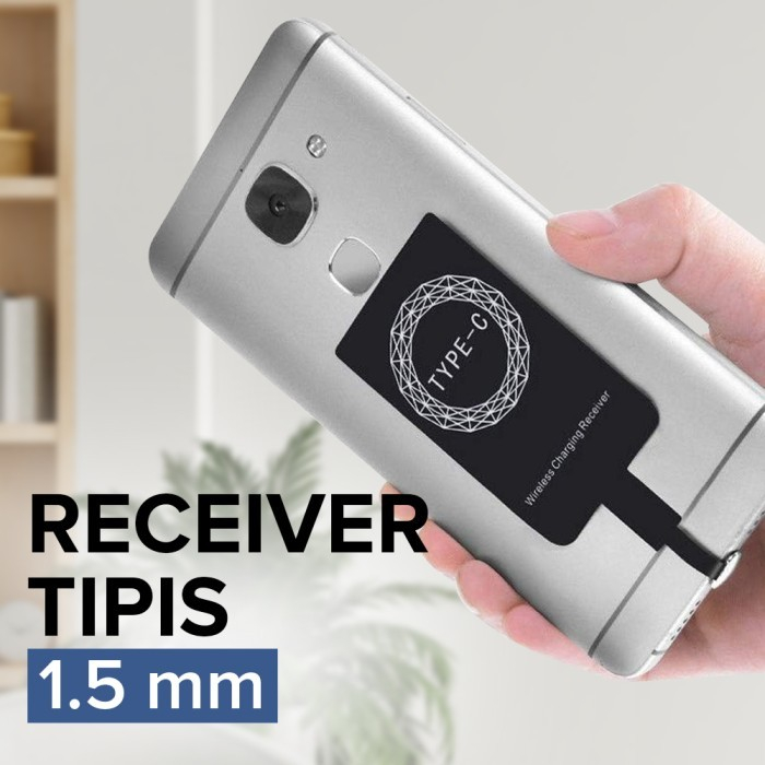 ORIGINAL Qi Wireless Charger Receiver Smart Charging usb C TypeC - Hitam