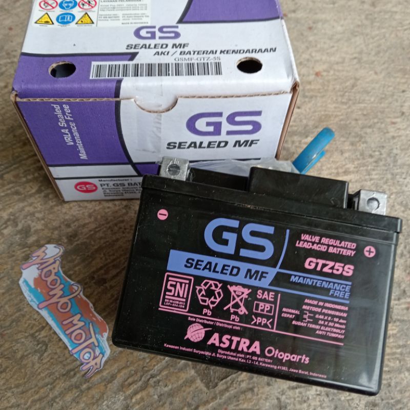 AKI ACCU MOTOR GS ASTRA GTZ5 12V 3,5A AKI KERING MOTOR BEAT VARIO LAMA VIXION KARISMA SUPRA 125 ORIG