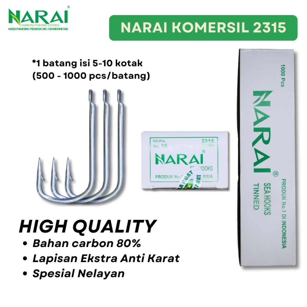 Mata Kail Pancing Hook Narai Komersil 2315 No. 6