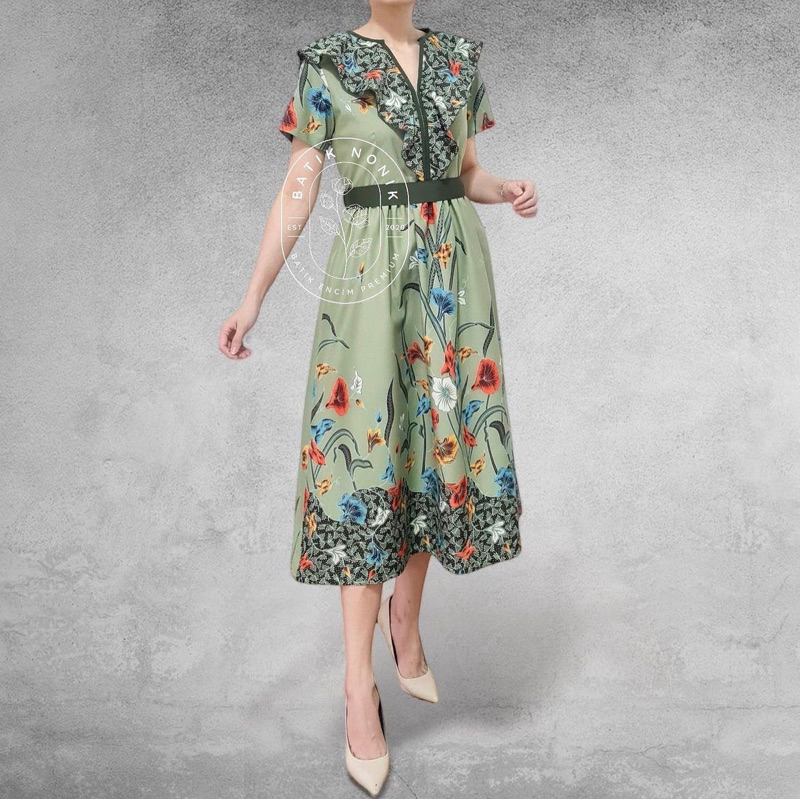 BATIK NONIK dress batik encim hijau sage with obi
