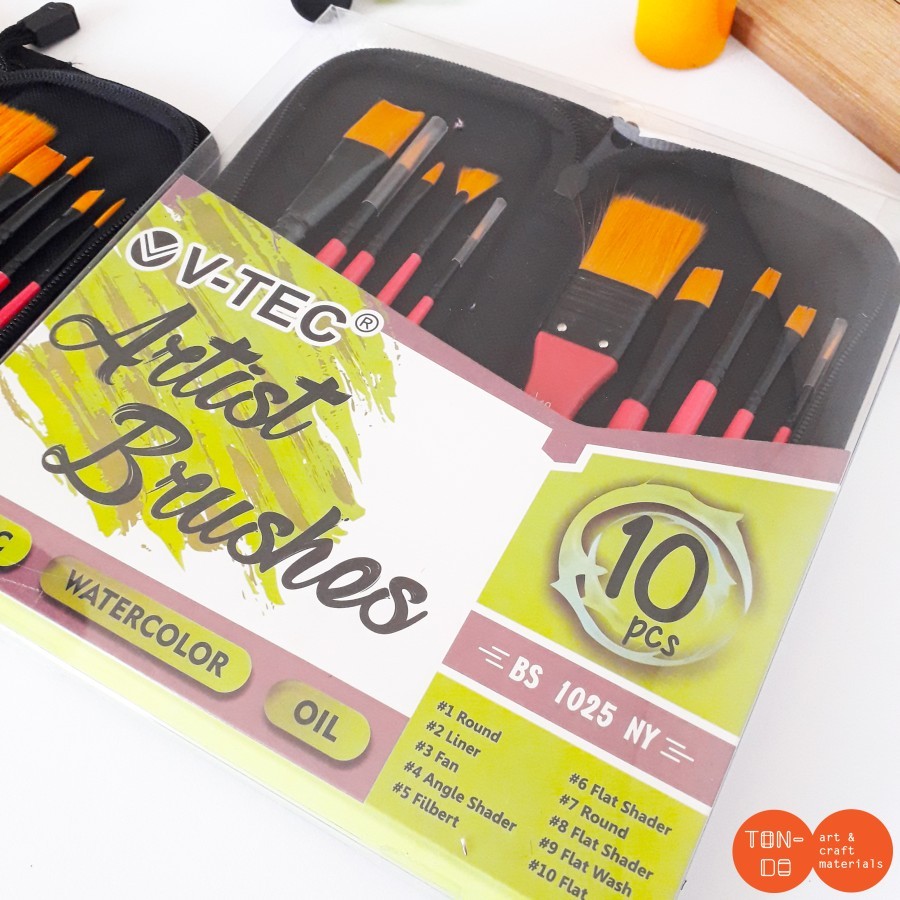 

V-TEC ARTIST BRUSHES BS 1025 NY/10 - KUAS LUKIS SET ISI 10 PCS