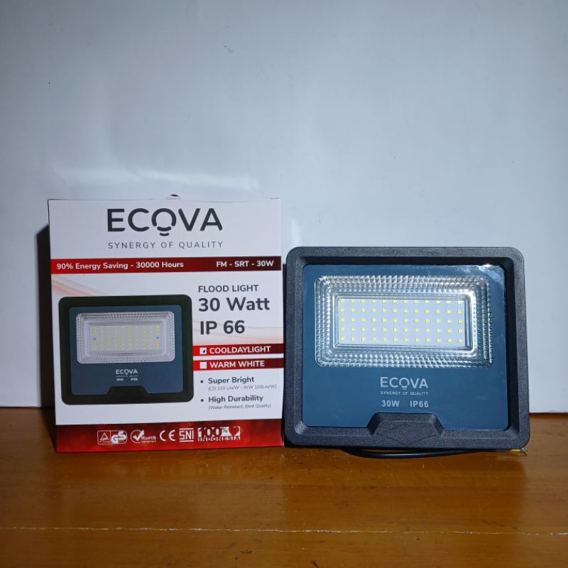 ECOVA flood light / sorot 30 Watt IP66 PUTIH