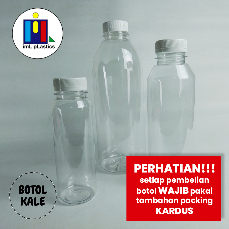 BOTOL PLASTIK / BOTOL KALE 250,500,1000ML + TUTUP BOTOL KEMASAN (PER BALL) - 1 BALL