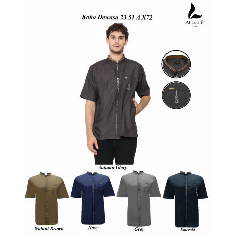 Baju Koko Al-Luthfi Warna Lengan Pendek Dan Panjang Dewasa Muslim Model Terbaru 2024