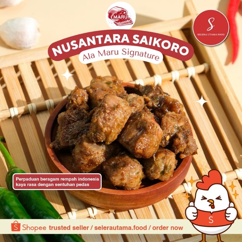 

Beef Saikoro Marinasi Nusantara Maru Signature, Frozen Pack Siap Masak, Halal, Daging import US