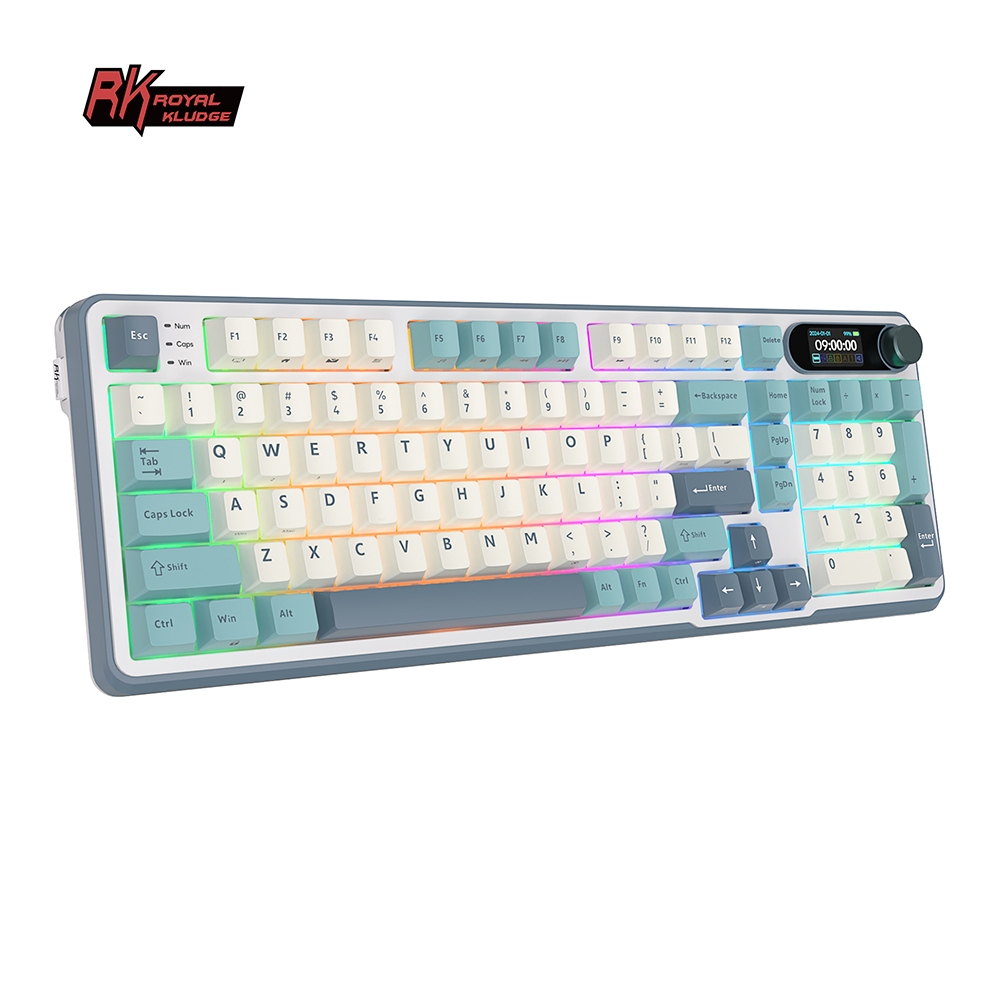 Royal Kludge RK S98 White Blue Light Could 98 Keys Tri-Mode Gaming Keyboard