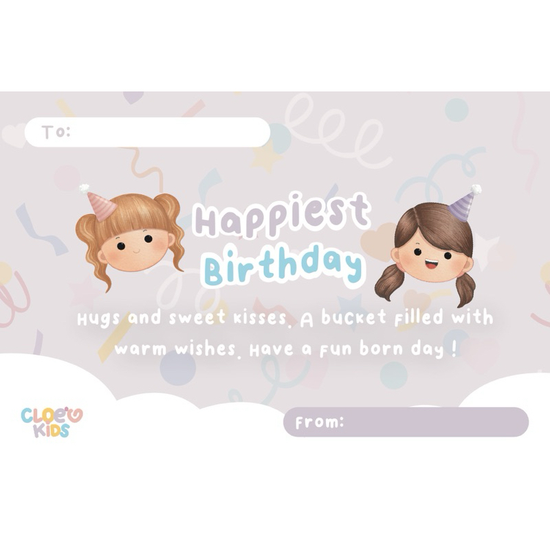 

CLOEVKIDS - BIRTHDAY CARD & GIFT PAPER