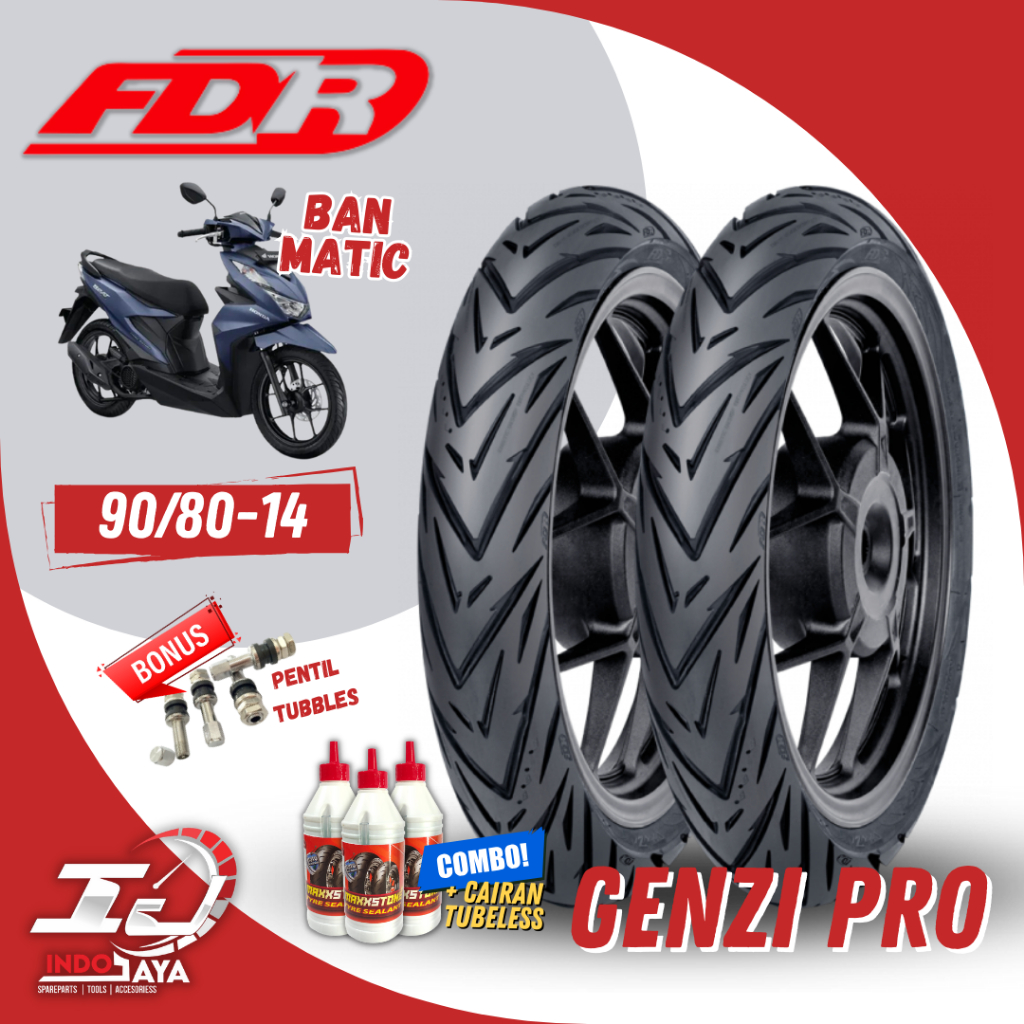 [BAYAR DI TEMPAT] BAN LUAR FDR GENZI PRO ( 90/80-14 ) BAN LUAR DEPAN BELAKANG TUBELESS / TUBLES / BA