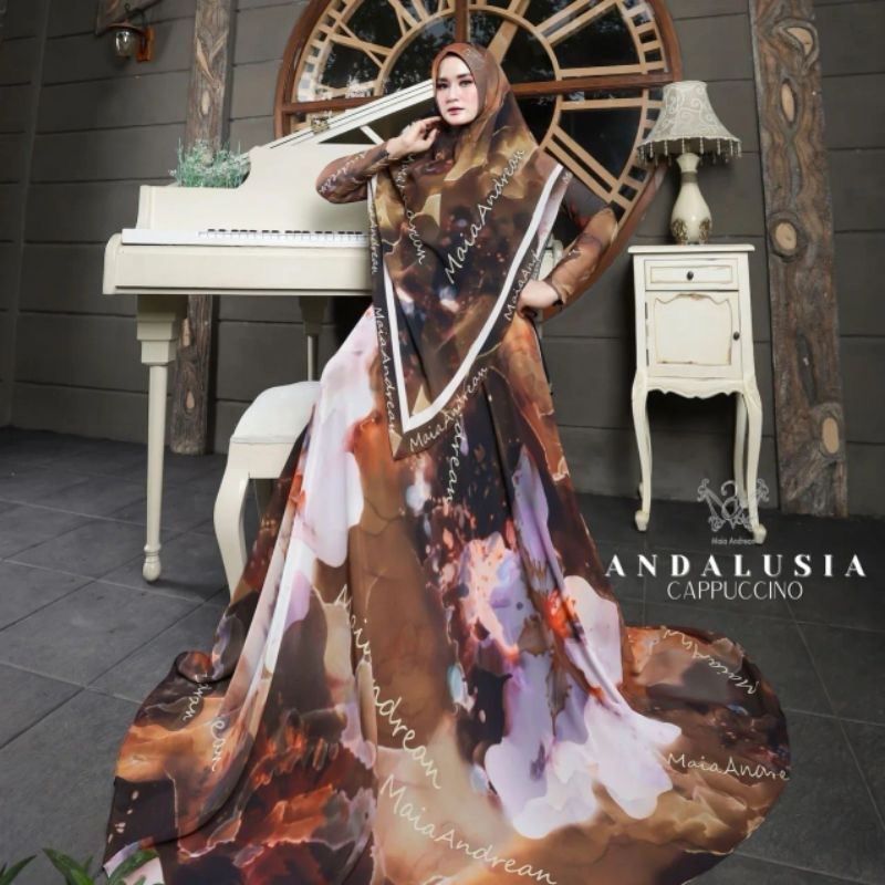 BIG SALE RAMADHAN [MAIA ANDREAN] GAMIS SYARI TERBARU / DRESS SET PRINTING " ANDALUSIA  SET " by Maia