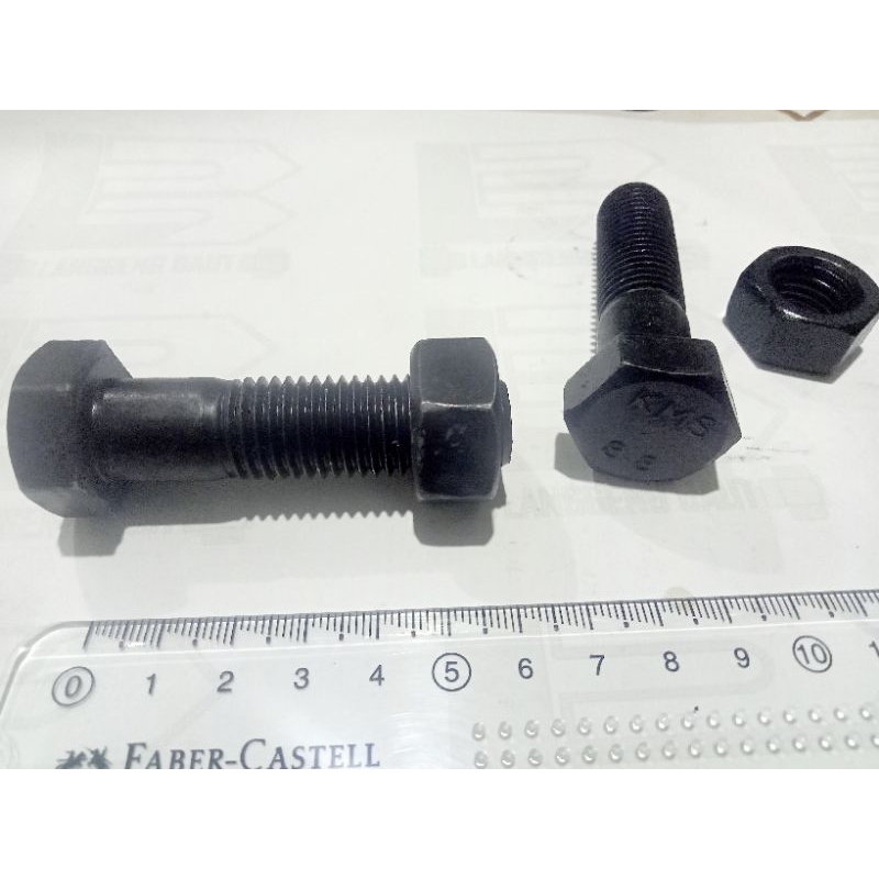 Baut Mur BAJA M16 X 60 / 6cm Kunci 24 Hitam M16x60