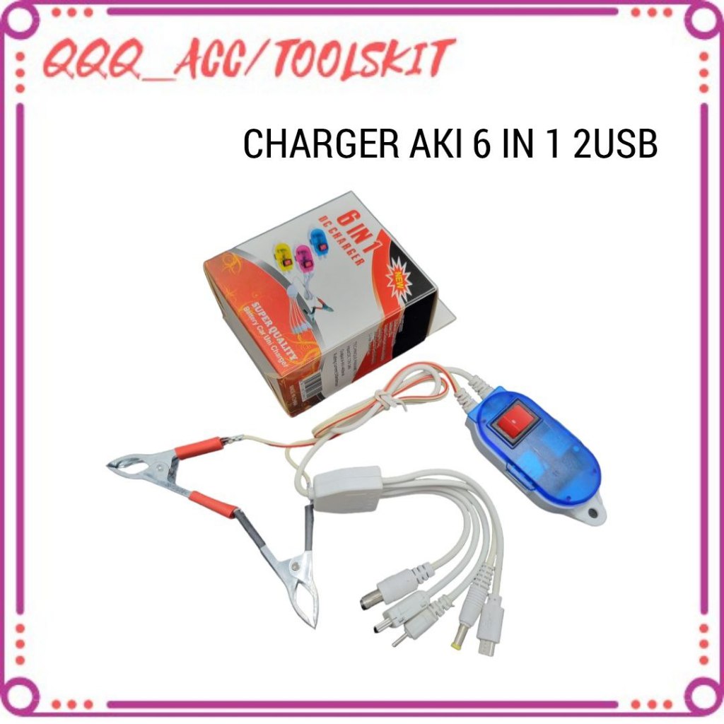 Charger Aki 6in1 2 USB Casan Tc Aki 6 in 1 Dual USB