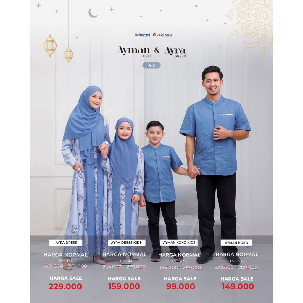 Discount Today Yasmeera Sarimbit 223 AyraAyna Koko Couple Ayah dan Anak ELRASHEED Ayman Captain Blue