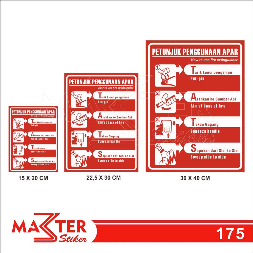 

175 - Stiker Petunjuk Penggunaan APAR, Sticker Vinyl, Premium, Tahan Air, Termurah, dan Bisa Custom