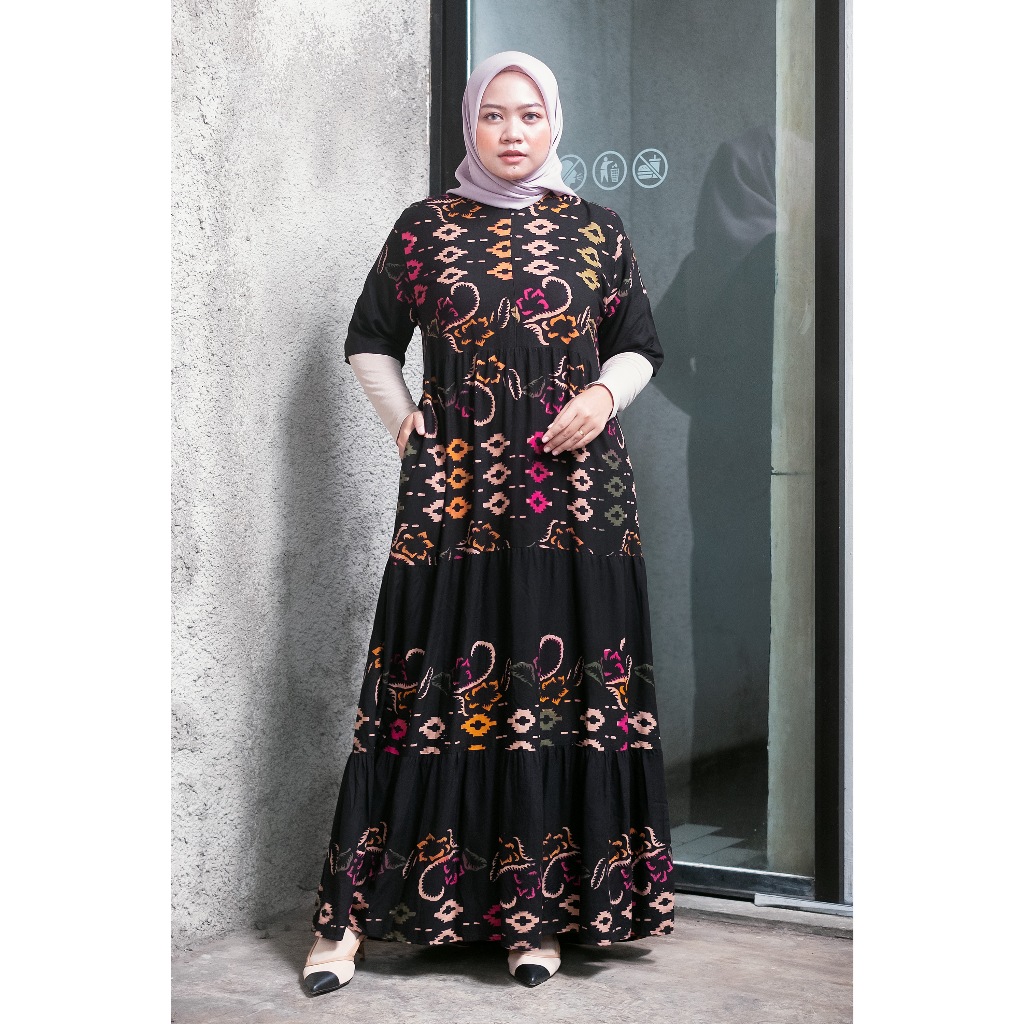 LONG DRESS MOTIF NATURAL SONGKET BAHAN RAYON TEBAL DENGAN SAKU / LONGDRESS / SEKDRESS / SEKDRESS SUS
