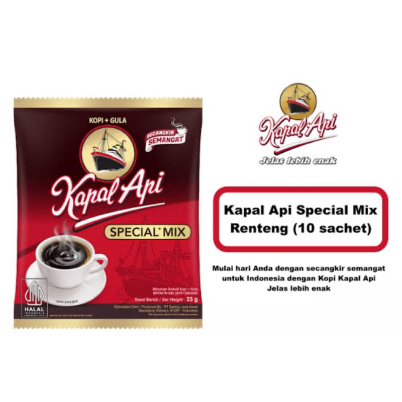 

Kopi Hitam plus gula Kapal Api Special Mix 10sachet diskon