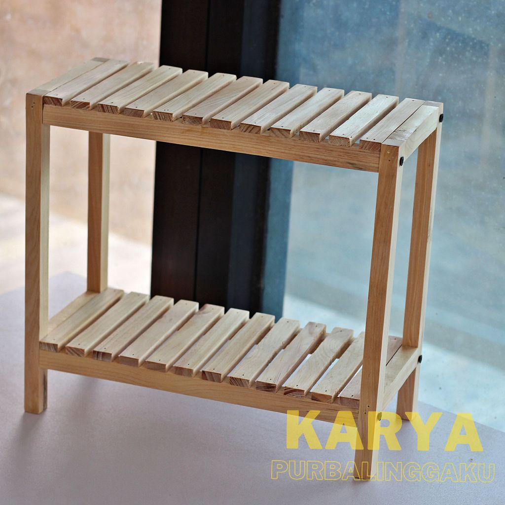 Rak 2 Susun Bentuk Palet Asli Kayu Aestetic