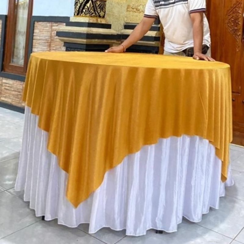 cover meja bulat + runner abutai