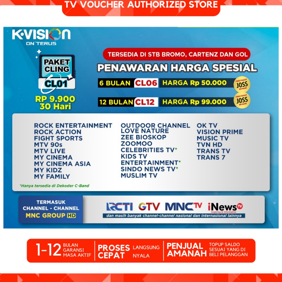Adj K VISION Paket CLING 1Tahun36 Hari MNC GROUP KVISION CL12 w Produk Premium