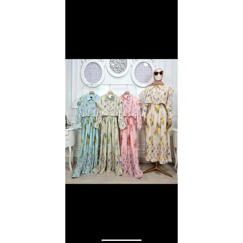 Gamis Meijiwang Rompi Plisket