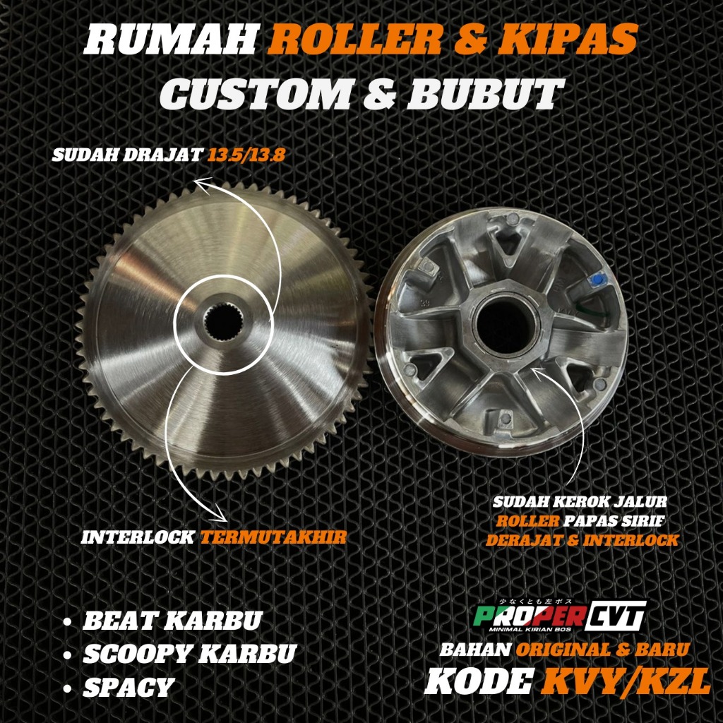 RUMAH ROLLER BEAT KARBU KIPAS BEAT KARBU RACING PULLEY RACING  Beat Karbu Scoopy Spacy karbu KODE KV