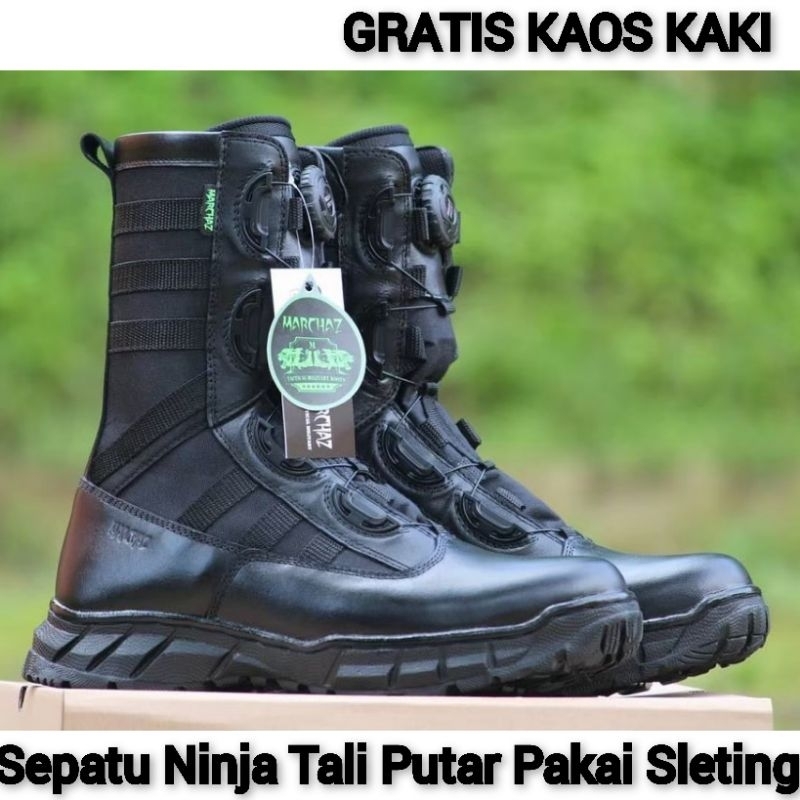 SEPATU PDL TALI PUTAR NINJA MARCHAZ KULIT SAPI ASLI SEPATU PDL DINAS LAPANGAN TNI POLRI SECURITY
