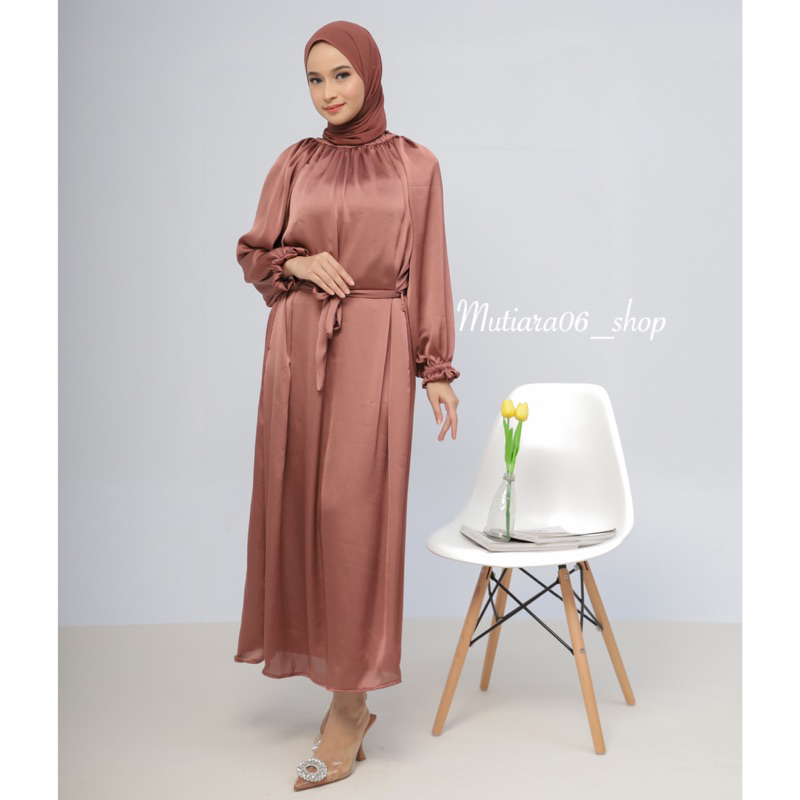 Termurah Dress Shimmer Cradenza Silk Premium/ Gamis Shimmer Silk Lengan Balon Termurah