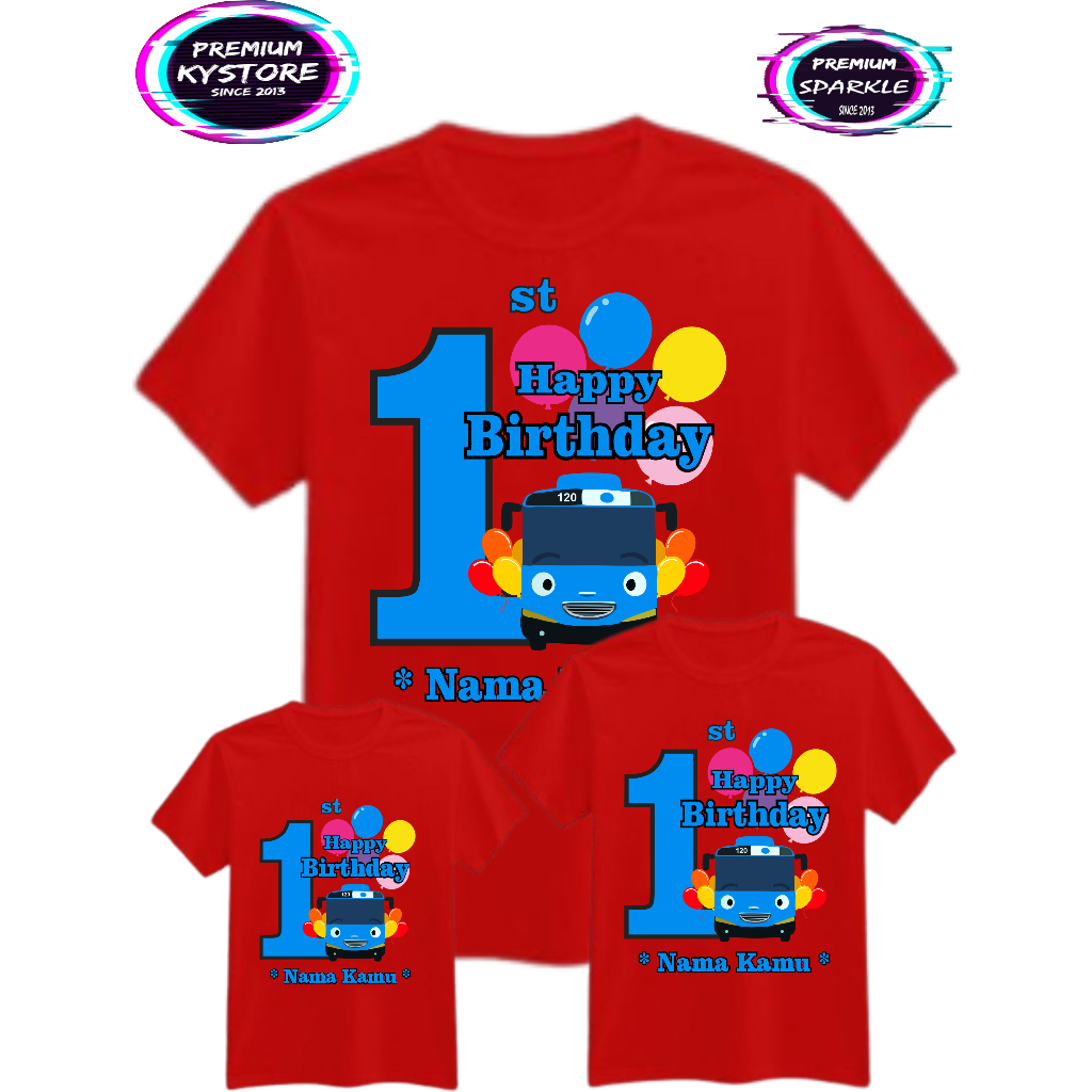 FREE NAMA Kaos Anak dan dewasa Motif Tayo BAJU Couple Keluarga