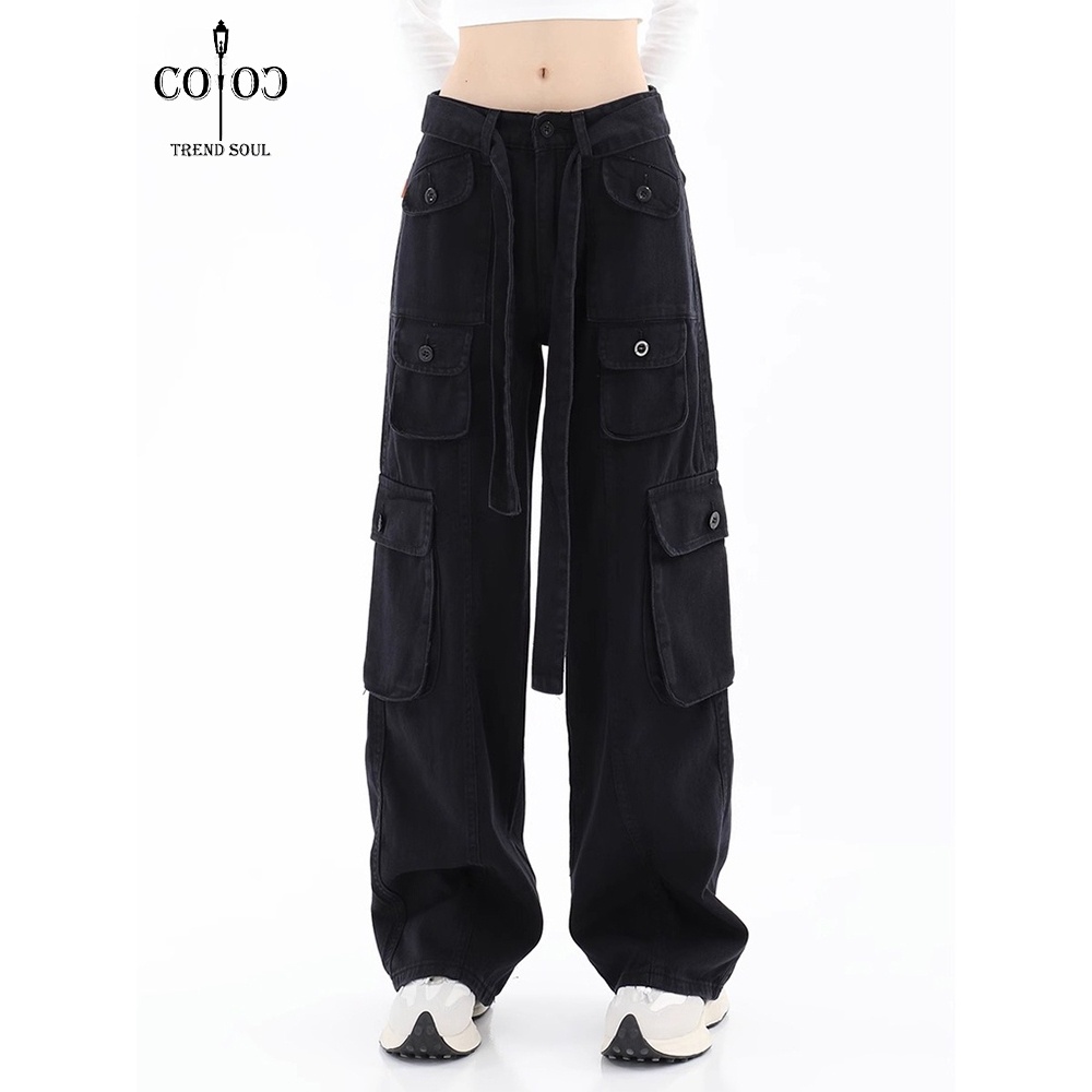 FLASH SALE Coco Trend Soul Jeans  New Hitam Highwaist Cargo Jeans murah