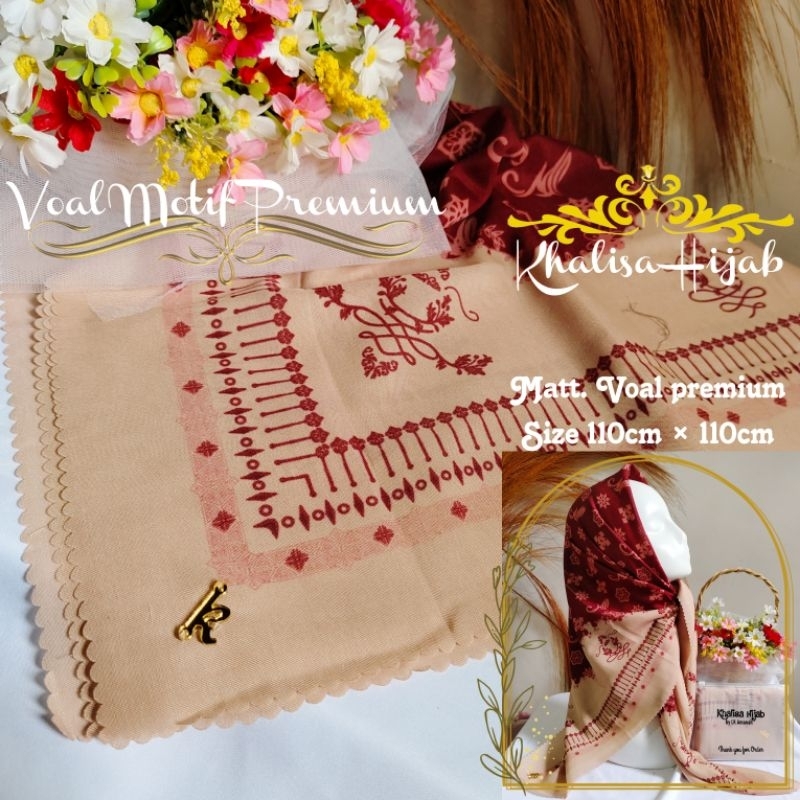Jilbab Segiempat motif premium by Khalisa Hijab