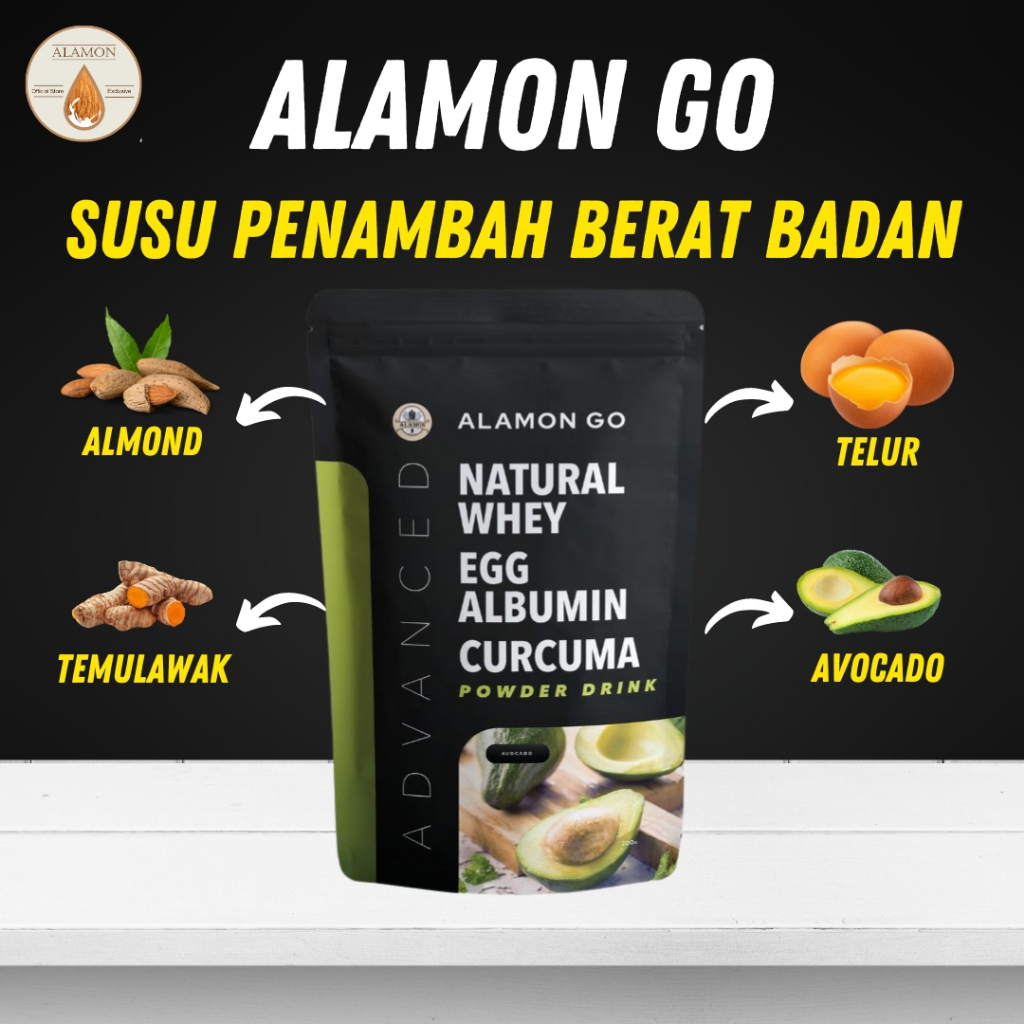 

Penggemuk Badan / Efektif dan Praktis / Alamon GO GAIN / Natural Whey, Egg Albumin, Temulawak