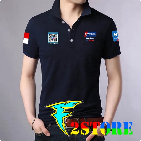 BAJU kerah model Baju Kerah Depan LOGO PERTAMINA enduro 4T - MY PERTAMINA - QR-CODE - F2ASTORE