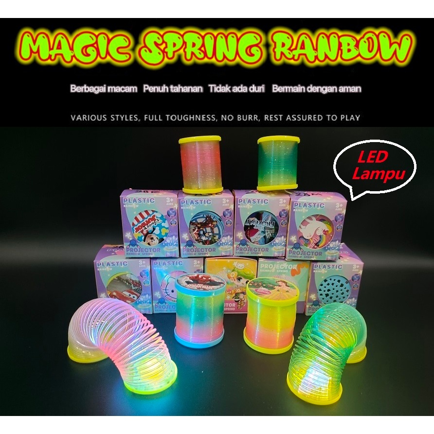 TAIYO Mainan Anak Magic Rainbow Spring LED Lampu Nyala Warna Warni