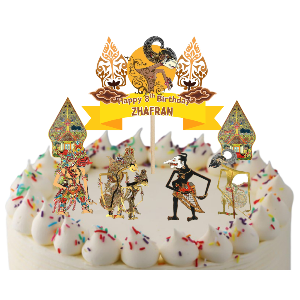 

topper cake wayang , hiasan kue ulang tahun, happy birthday