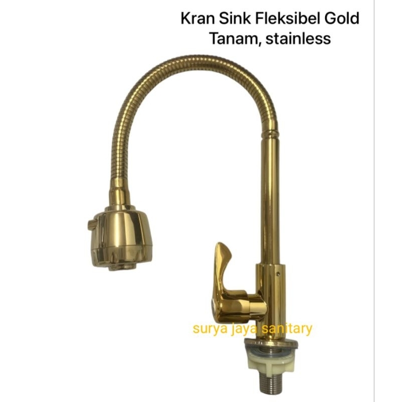 Kran cuci piring flexible meja gold/ kran dapur meja flexible gold