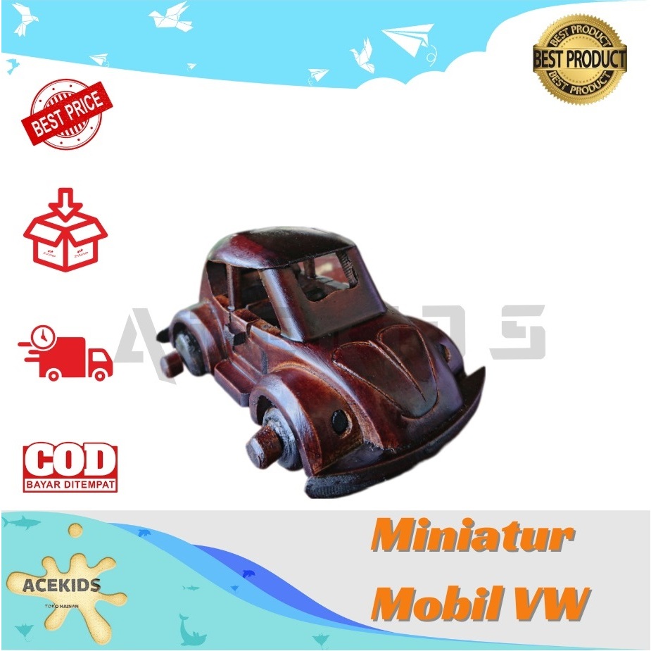 Kerajinan Kayu Miniatur Mobil VW Miniatur Mobil VW Miniatur Pajangan Koleksi Mobil VW Mainan Mobil V