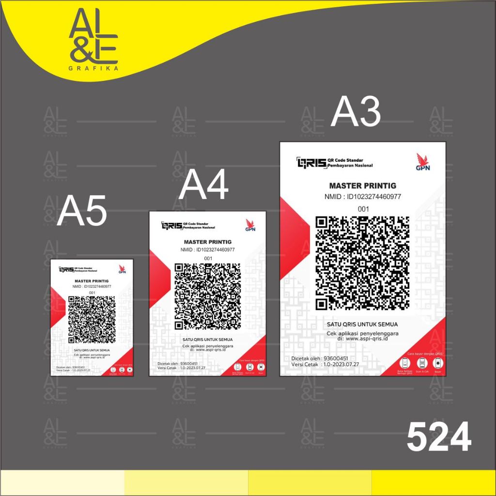 

524 - Stiker QRIS, QRCode, Barcode, Sticker Vinyl, Cetak Premium Indoor, Tahan Air