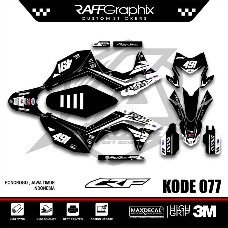 Decal crf terbaru- decal crf 150l full body- decal crf putih hitam- decal crf super glosy- crf 150l