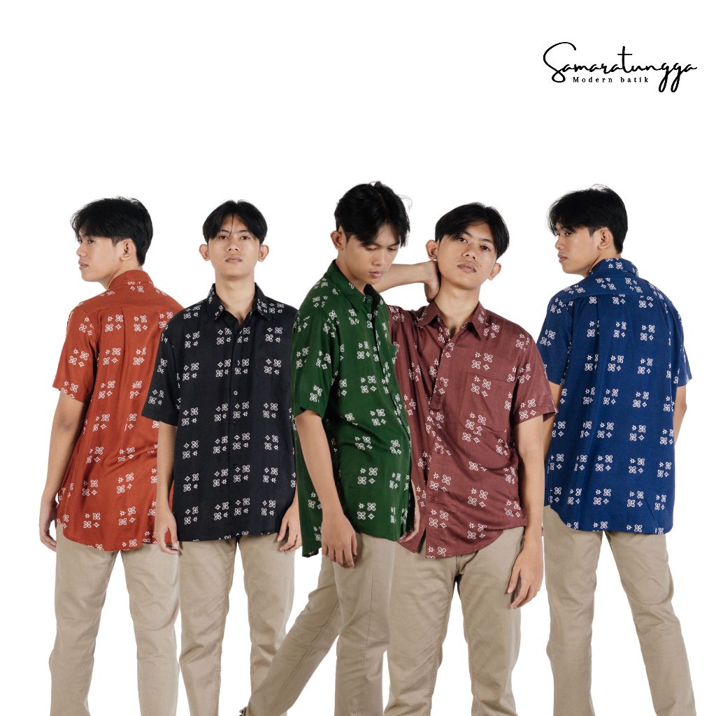 RB Tatakrama - Kemeja Batik Pria Lengan Pendek Motif Cakra Damakara