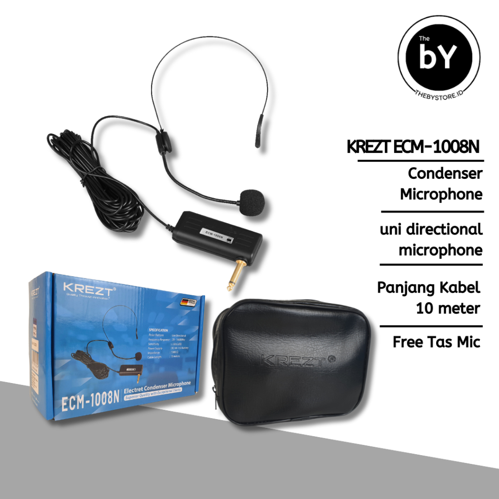 Microphone Bando KREZT ECM-1008N | Mic Headset Kabel | Mic Bando Imam
