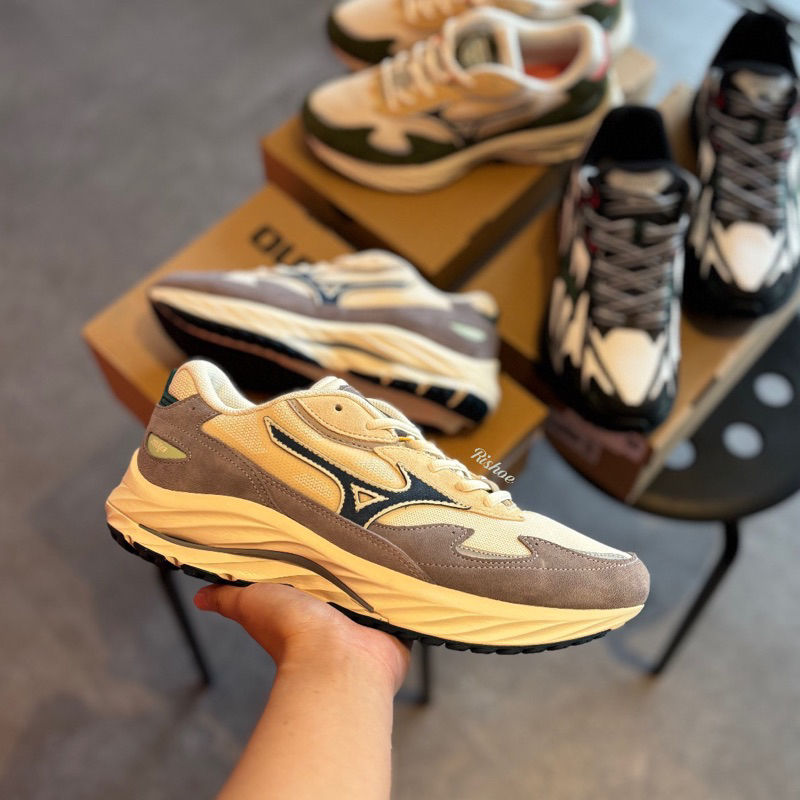 Mizuno Wave Rider Beta Beige Grey Original resmi