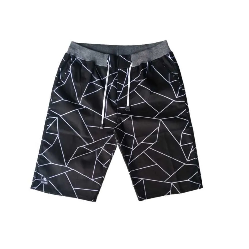 Celana Pendek Pria Dewasa Motif Abstrak Chino Cowok Short Pants Rib - Hitam Abstrak, L to XL (28-33)