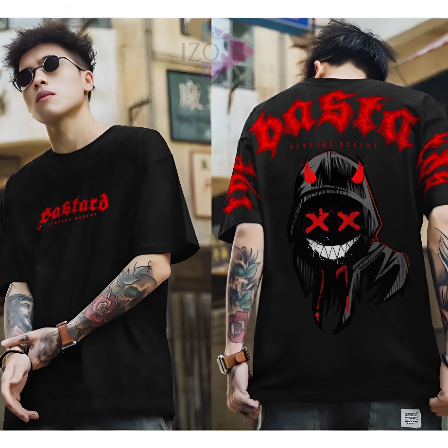 HOT SALE Baju Kaos Distro Terbaru Tshirt Devil Menyala Kaos Api Pakaian Pria Wanita Keren Lengan Pen