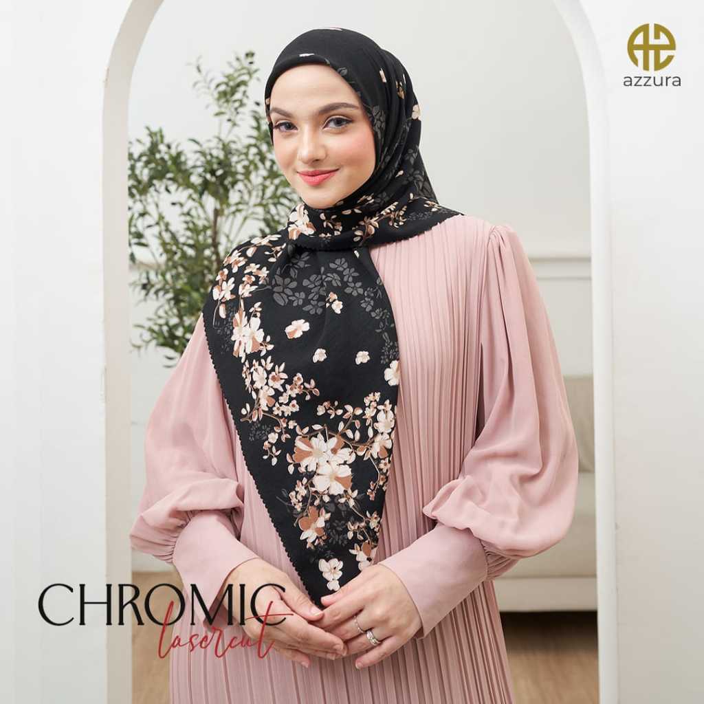 NEW CHROMIC 8 - [Lasercut] Azzura Scarf (Kerudung Segi Empat Serat Perancis Premium Wanita Muslim) S