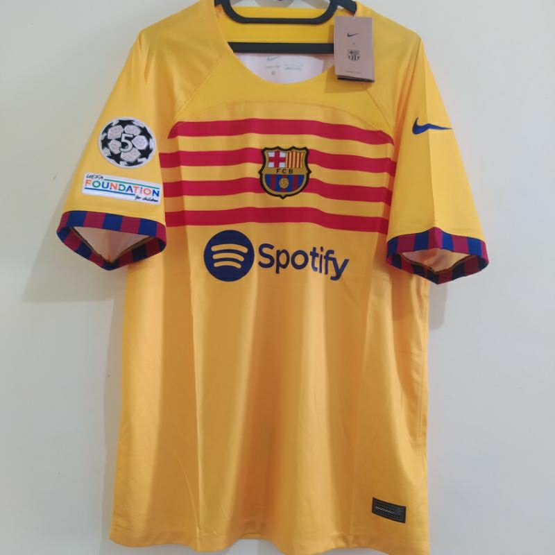 Jersey Barca 4th 2022/23 Grade Ori High Quality Full Patch UCL
