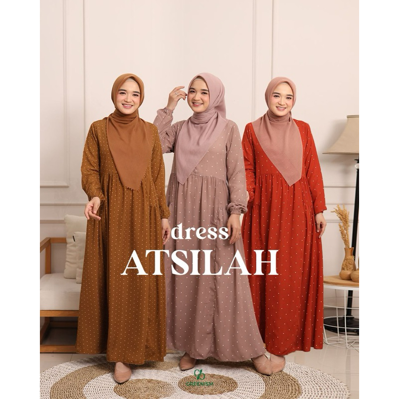 Atsilah Dress Gamis Polkadot by Greenism