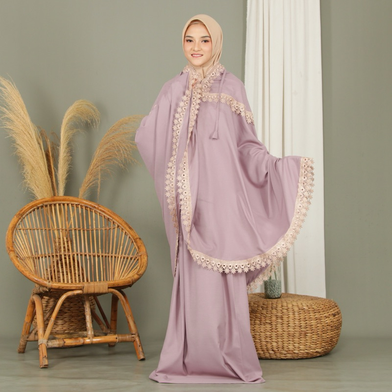 Mukena Katun Renda Mewah Aulia Series 2 in 1 Resleting