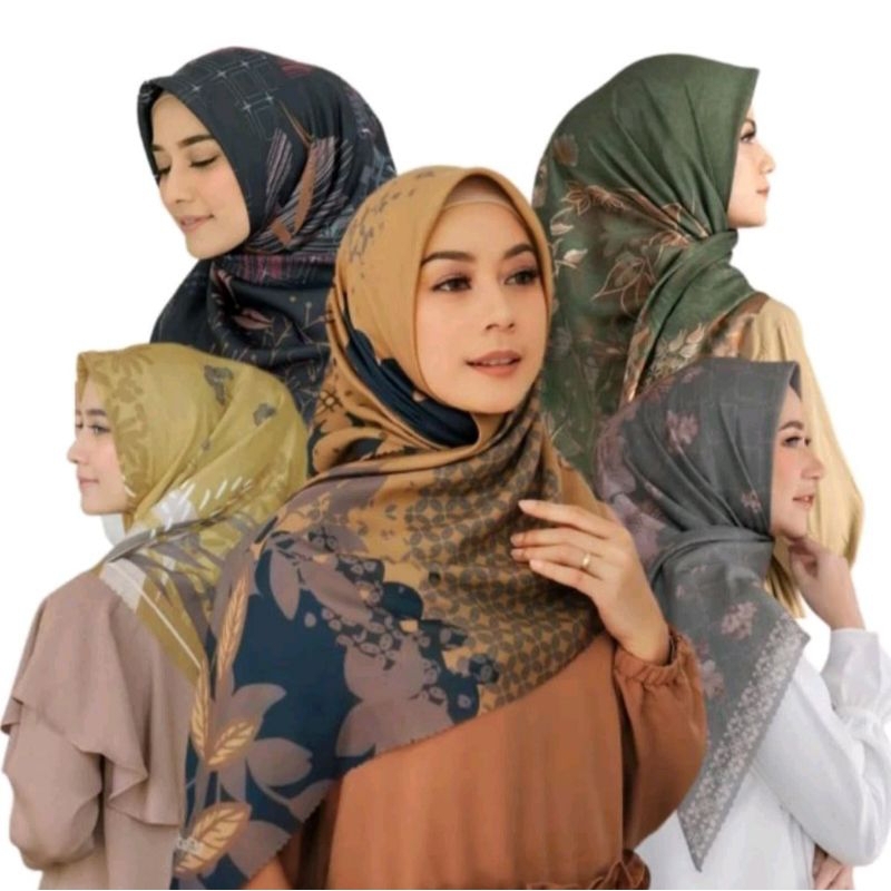 Jilbab Segi Empat Voal Motif Azara Laser Cut