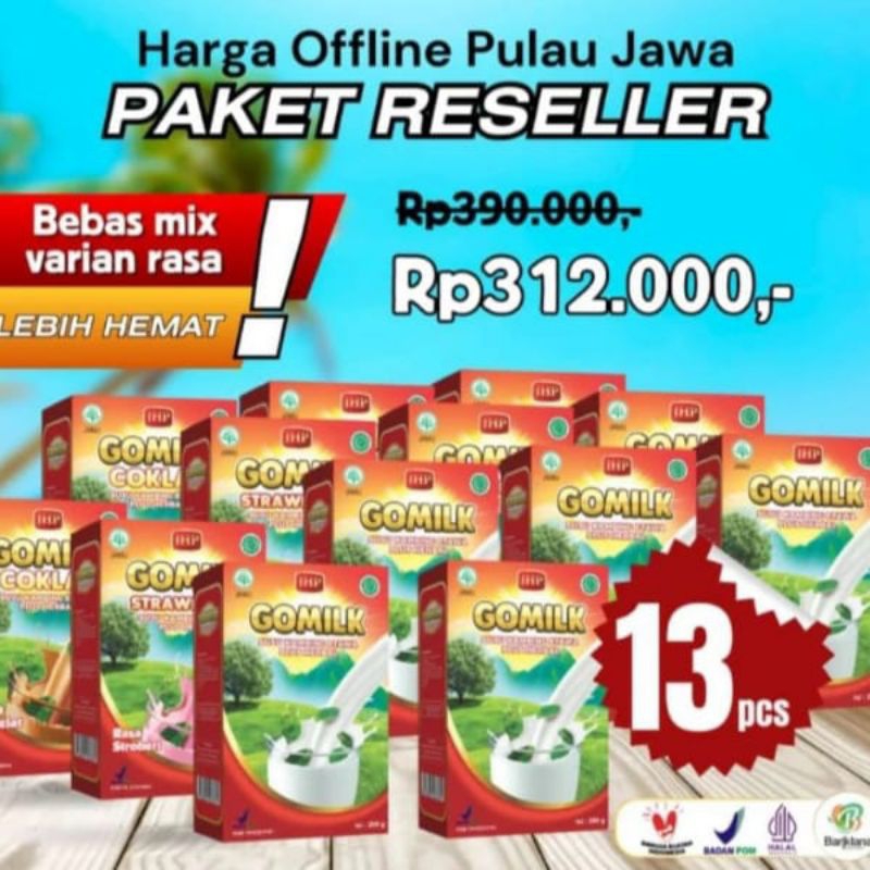 

GOMILK SUSU KAMBING ETAWA HERBAL PAKET RESELLER 13 BOX