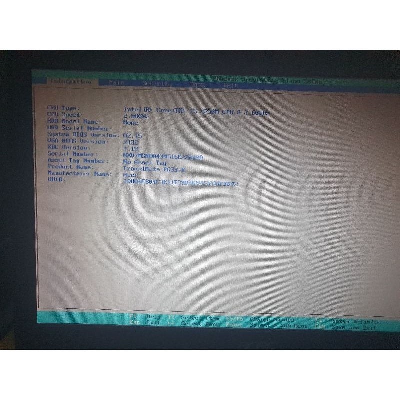 Laptop Acer P633-M core i5 firmware status error